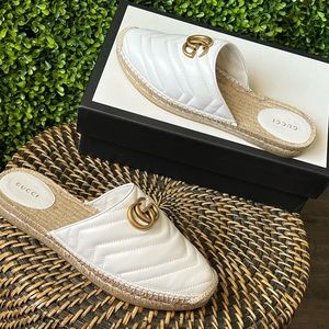 New Gucci Marmont double G Great White Espadrilles slides 39.5